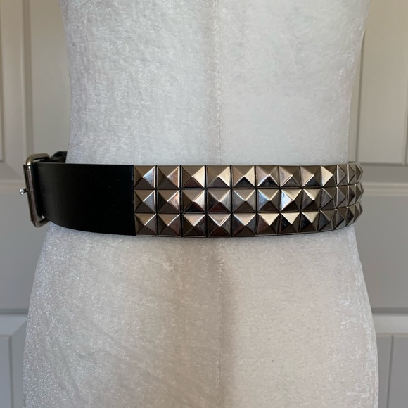Accessories - Biker Goth Black Silver Stud Belt - Small
